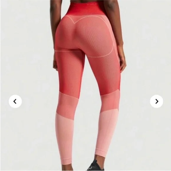 Gymshark Turbo Seamless Red Colorblock Leggings High Rise Small - Picture 10 of 10